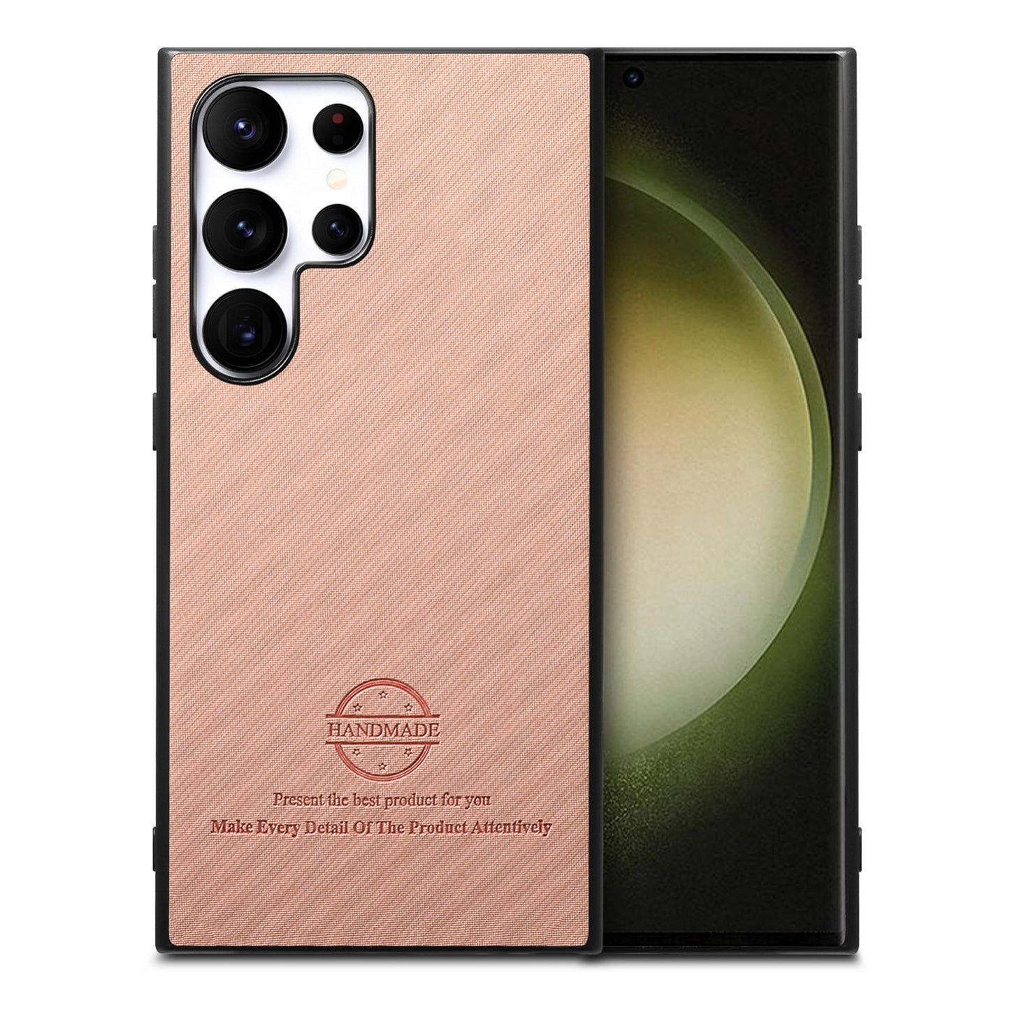 Samsung Galaxy S22 Ultra 5G Case - Vegan Leather and Twill Fabric Skin with Anti-Scratch and Drop Protection Back Phone Case