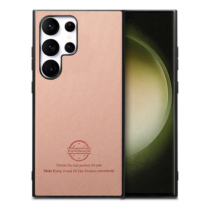 Samsung Galaxy S22 Ultra 5G Case - Vegan Leather and Twill Fabric Skin with Anti-Scratch and Drop Protection Back Phone Case