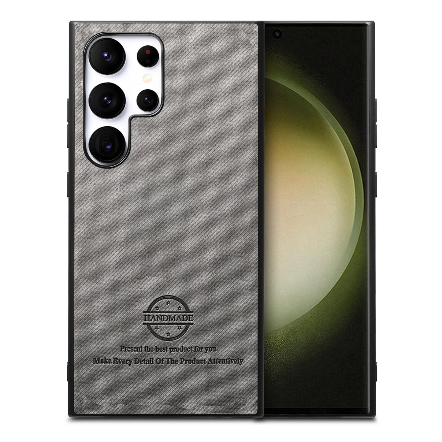 Samsung Galaxy S22 Ultra 5G Case - Vegan Leather and Twill Fabric Skin with Anti-Scratch and Drop Protection Back Phone Case