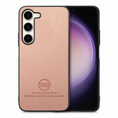 Samsung Galaxy S23 5G Case - Vegan Leather and Twill Fabric Skin with Anti-Scratch and Drop Protection Back Phone Case