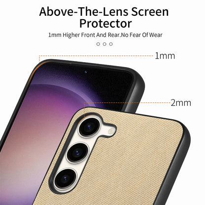 Samsung Galaxy S23 5G Case - Vegan Leather and Twill Fabric Skin with Anti-Scratch and Drop Protection Back Phone Case