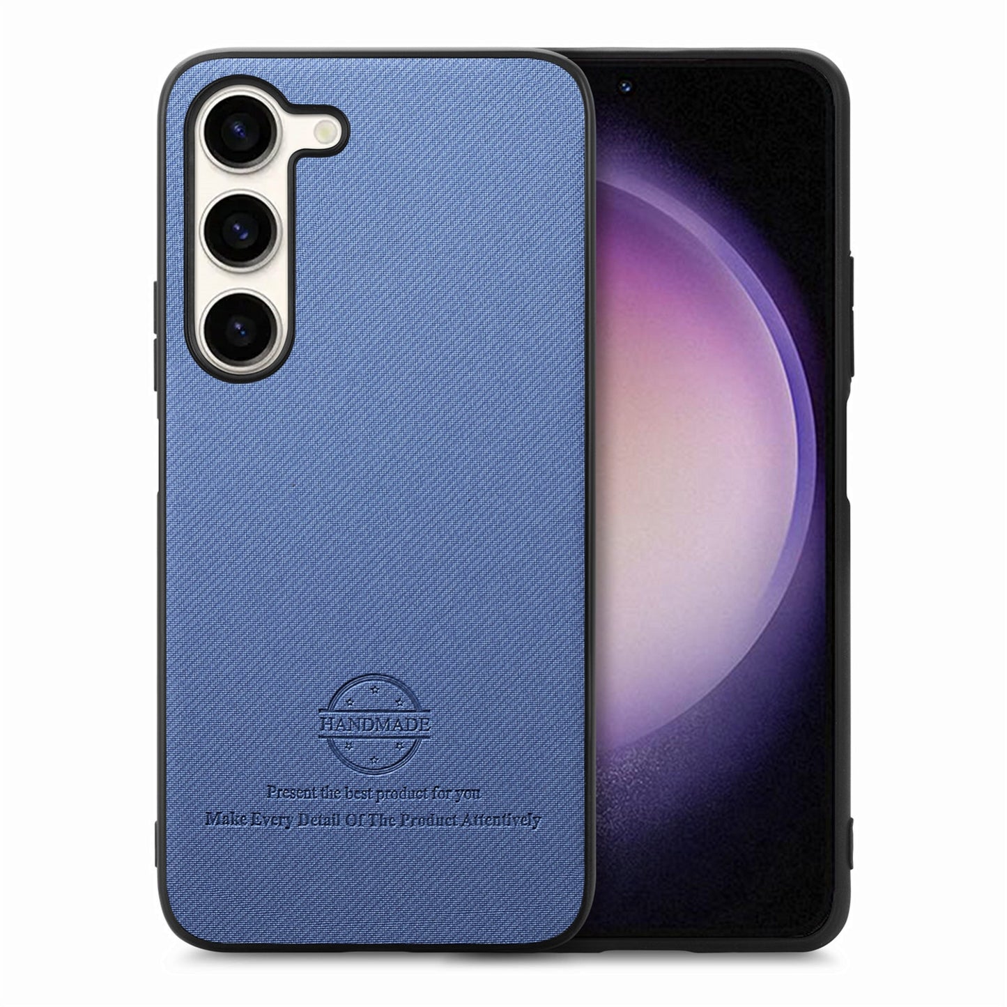 Samsung Galaxy S23+ 5G Case - Vegan Leather and Twill Fabric Skin with Anti-Scratch and Drop Protection Back Phone Case