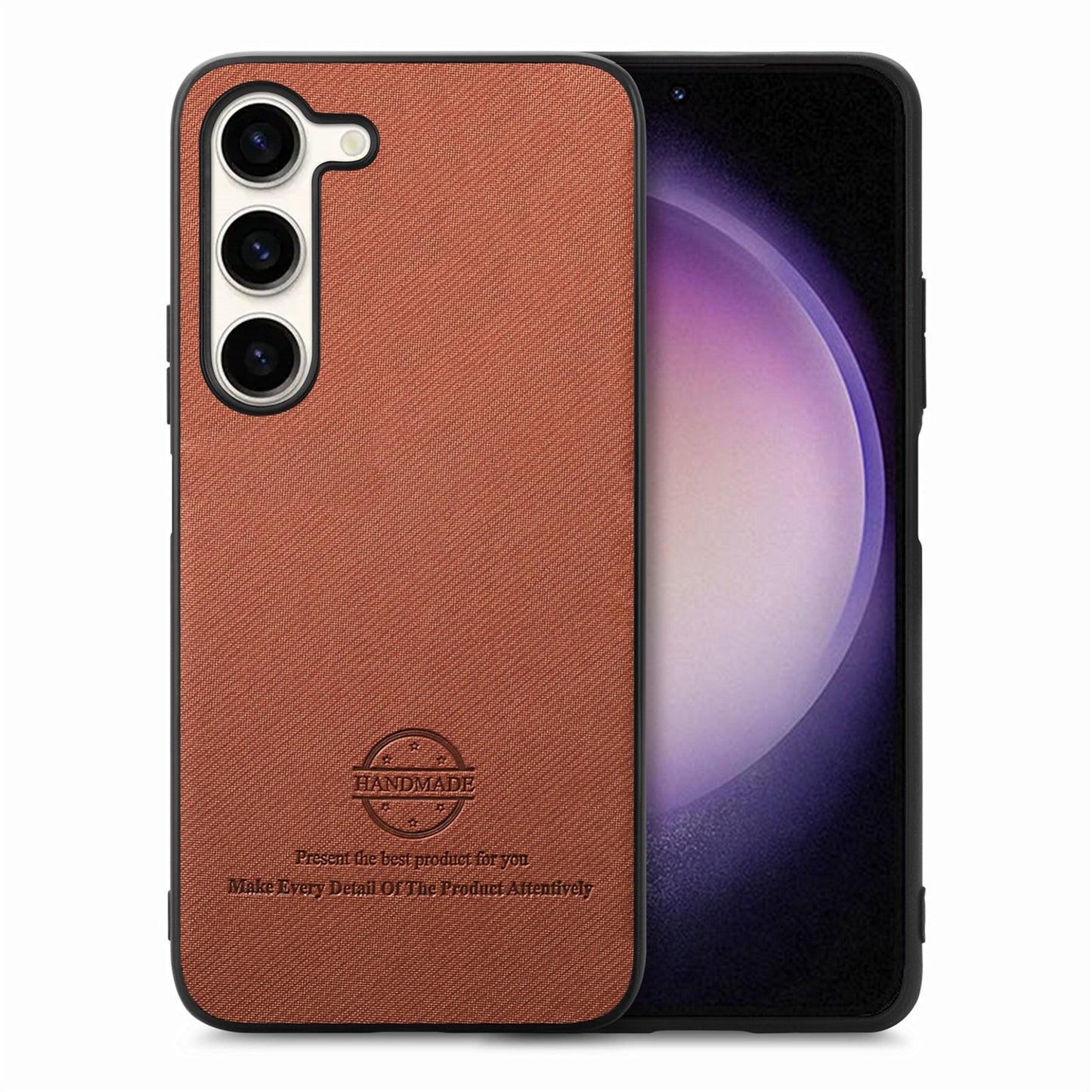 Samsung Galaxy S23+ 5G Case - Vegan Leather and Twill Fabric Skin with Anti-Scratch and Drop Protection Back Phone Case