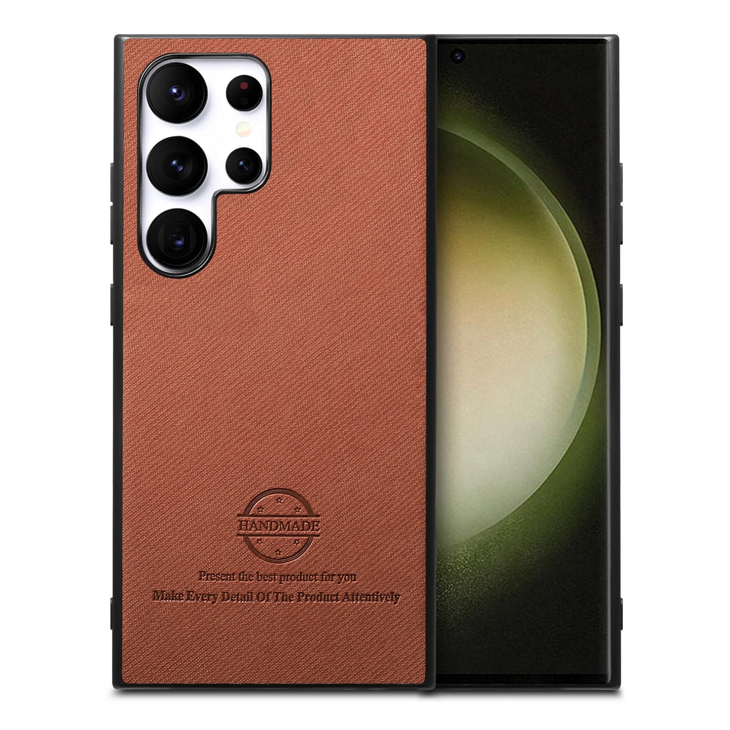 Samsung Galaxy S23 Ultra 5G Case - Vegan Leather and Twill Fabric Skin with Anti-Scratch and Drop Protection Back Phone Case