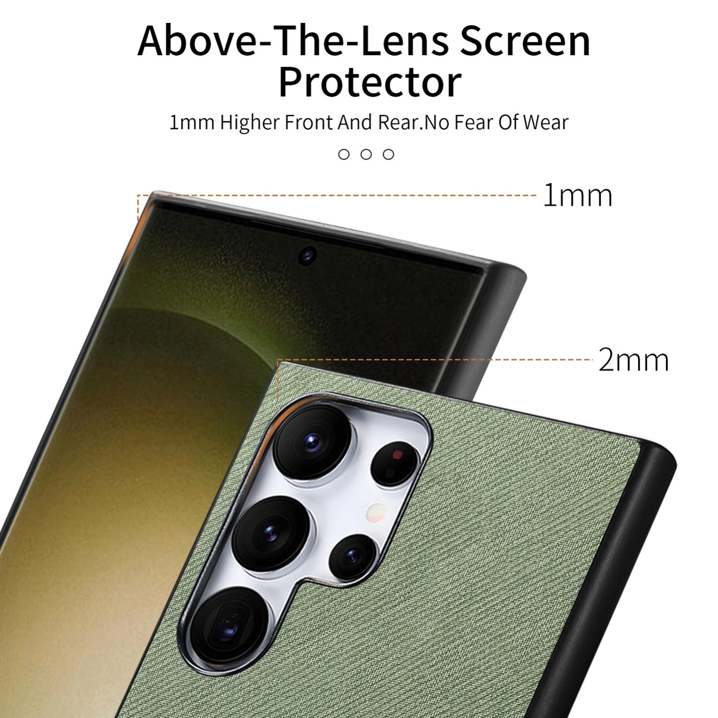 Samsung Galaxy S23 Ultra 5G Case - Vegan Leather and Twill Fabric Skin with Anti-Scratch and Drop Protection Back Phone Case