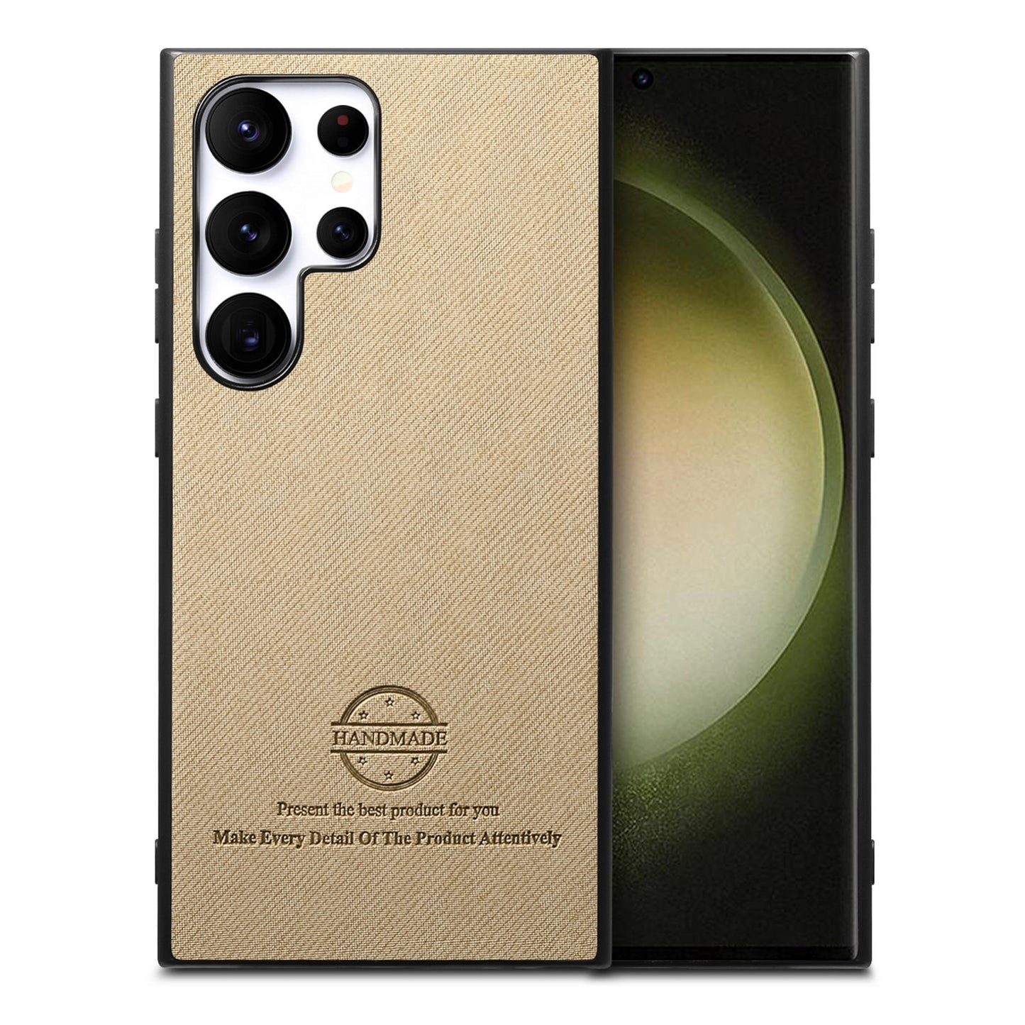 Samsung Galaxy S23 Ultra 5G Case - Vegan Leather and Twill Fabric Skin with Anti-Scratch and Drop Protection Back Phone Case