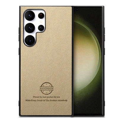 Samsung Galaxy S23 Ultra 5G Case - Vegan Leather and Twill Fabric Skin with Anti-Scratch and Drop Protection Back Phone Case