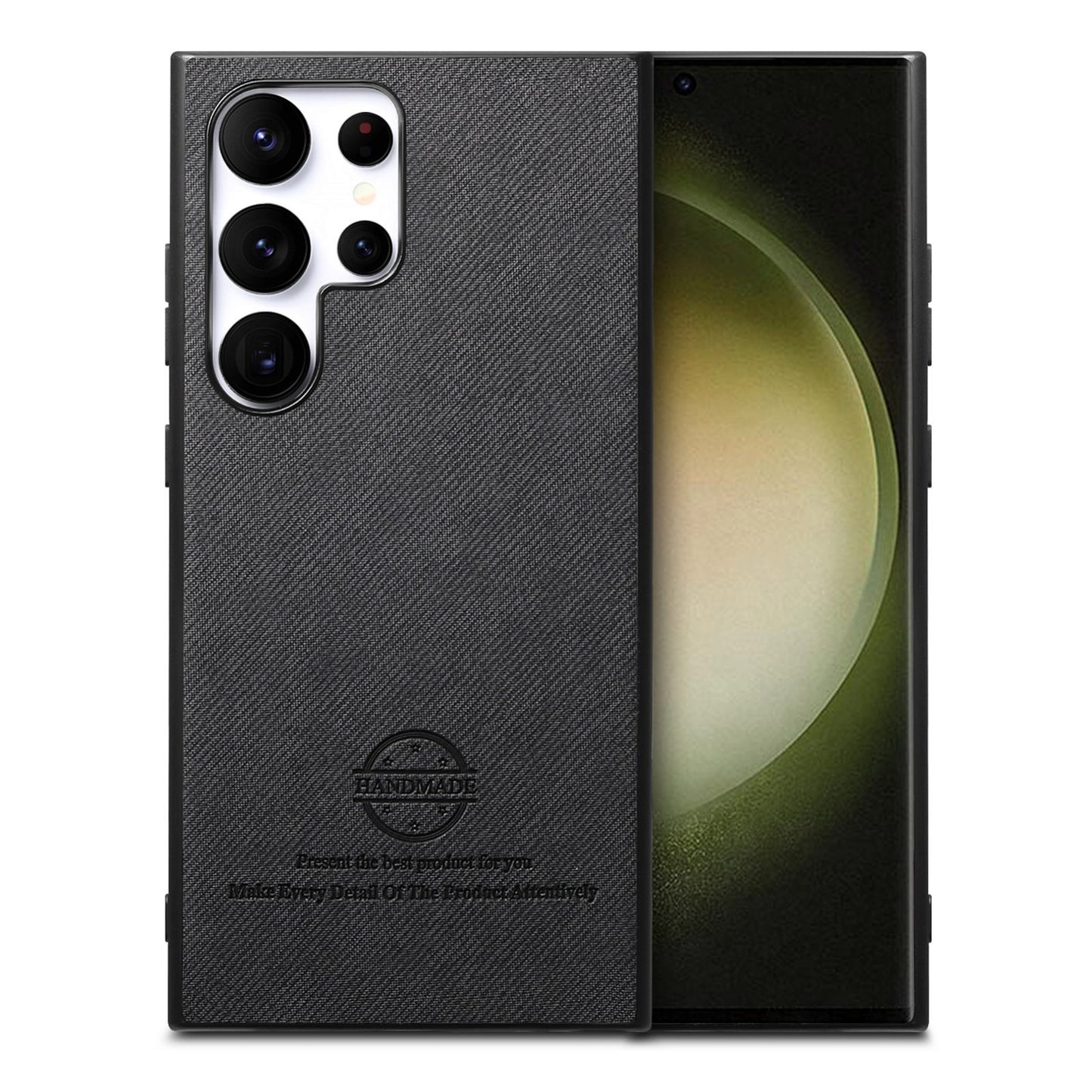 Samsung Galaxy S23 Ultra 5G Case - Vegan Leather and Twill Fabric Skin with Anti-Scratch and Drop Protection Back Phone Case