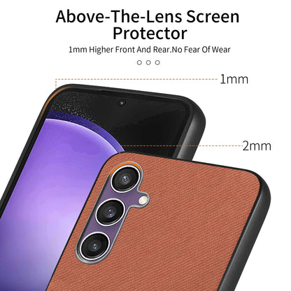 Samsung Galaxy S23 FE 5G Case - Vegan Leather and Twill Fabric Skin with Anti-Scratch and Drop Protection Back Phone Case