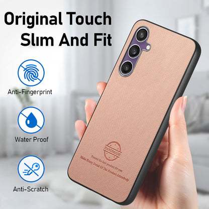 Samsung Galaxy S23 FE 5G Case - Vegan Leather and Twill Fabric Skin with Anti-Scratch and Drop Protection Back Phone Case