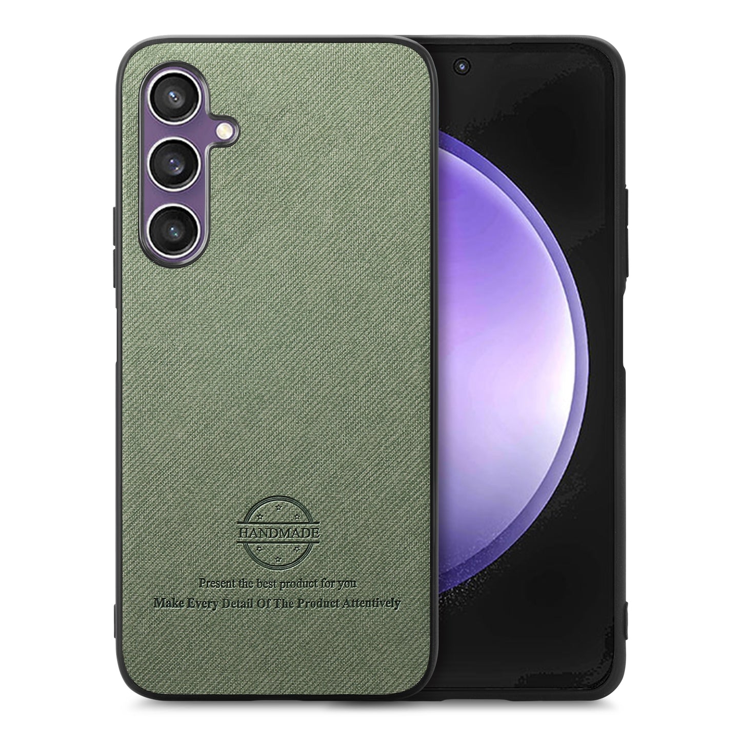 Samsung Galaxy S23 FE 5G Case - Vegan Leather and Twill Fabric Skin with Anti-Scratch and Drop Protection Back Phone Case