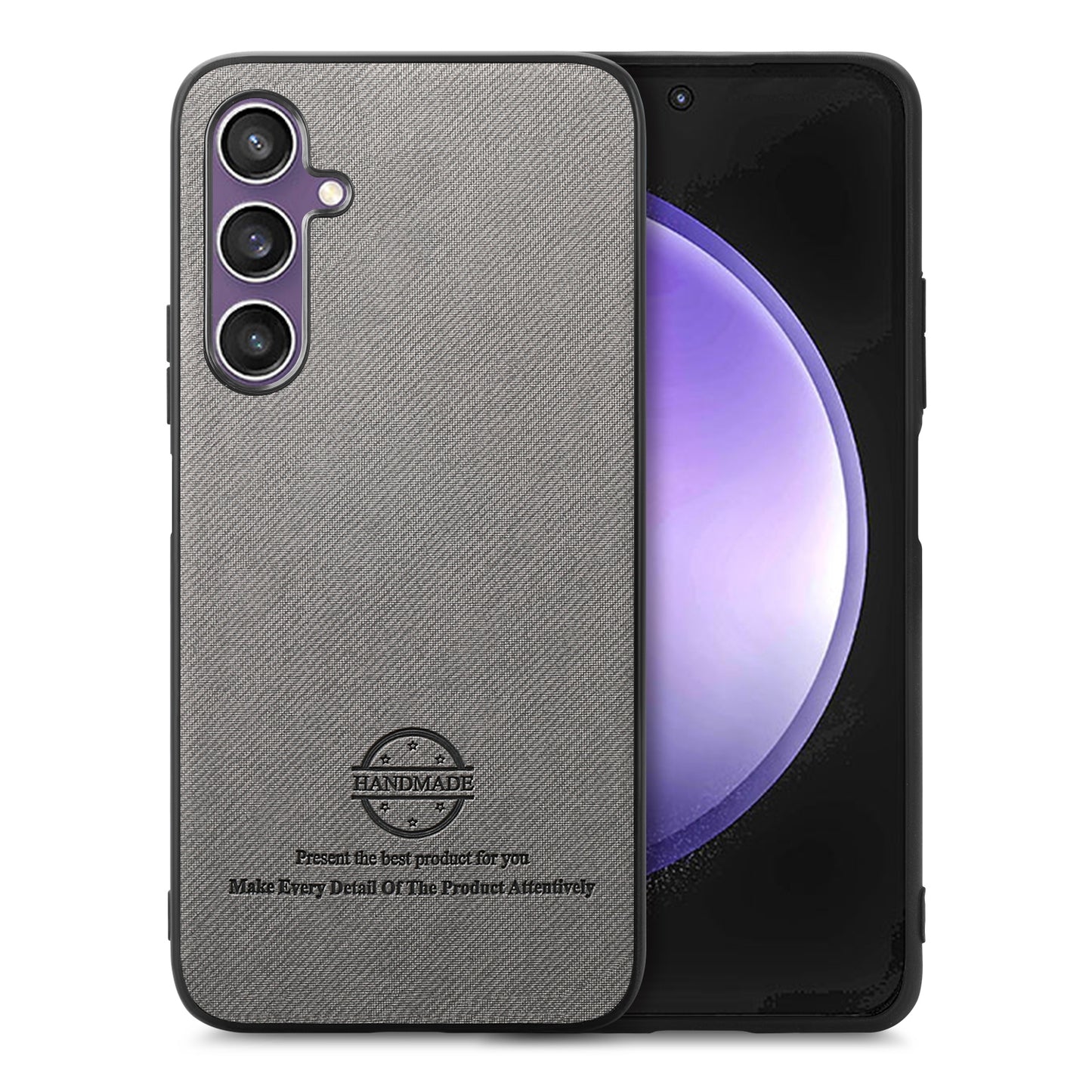 Samsung Galaxy S23 FE 5G Case - Vegan Leather and Twill Fabric Skin with Anti-Scratch and Drop Protection Back Phone Case