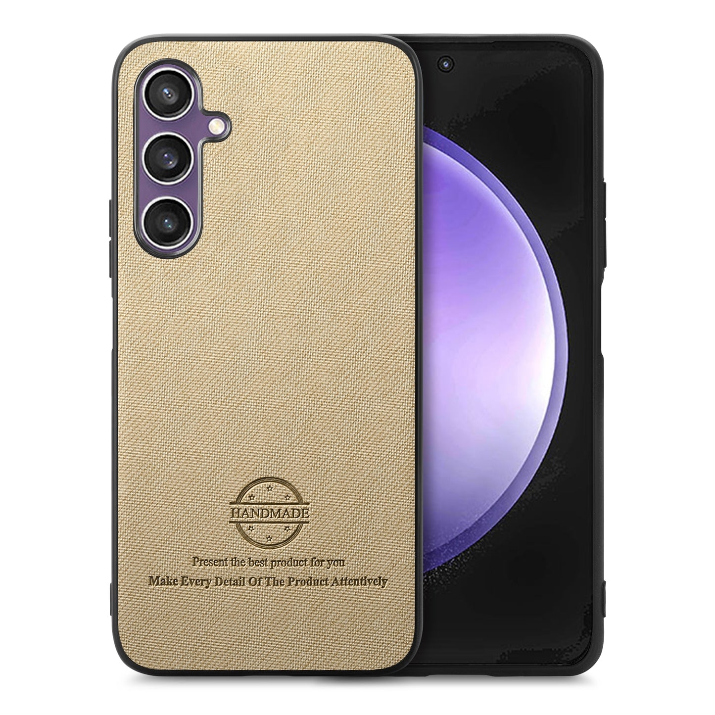 Samsung Galaxy S23 FE 5G Case - Vegan Leather and Twill Fabric Skin with Anti-Scratch and Drop Protection Back Phone Case