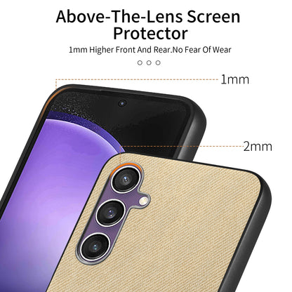 Samsung Galaxy S23 FE 5G Case - Vegan Leather and Twill Fabric Skin with Anti-Scratch and Drop Protection Back Phone Case