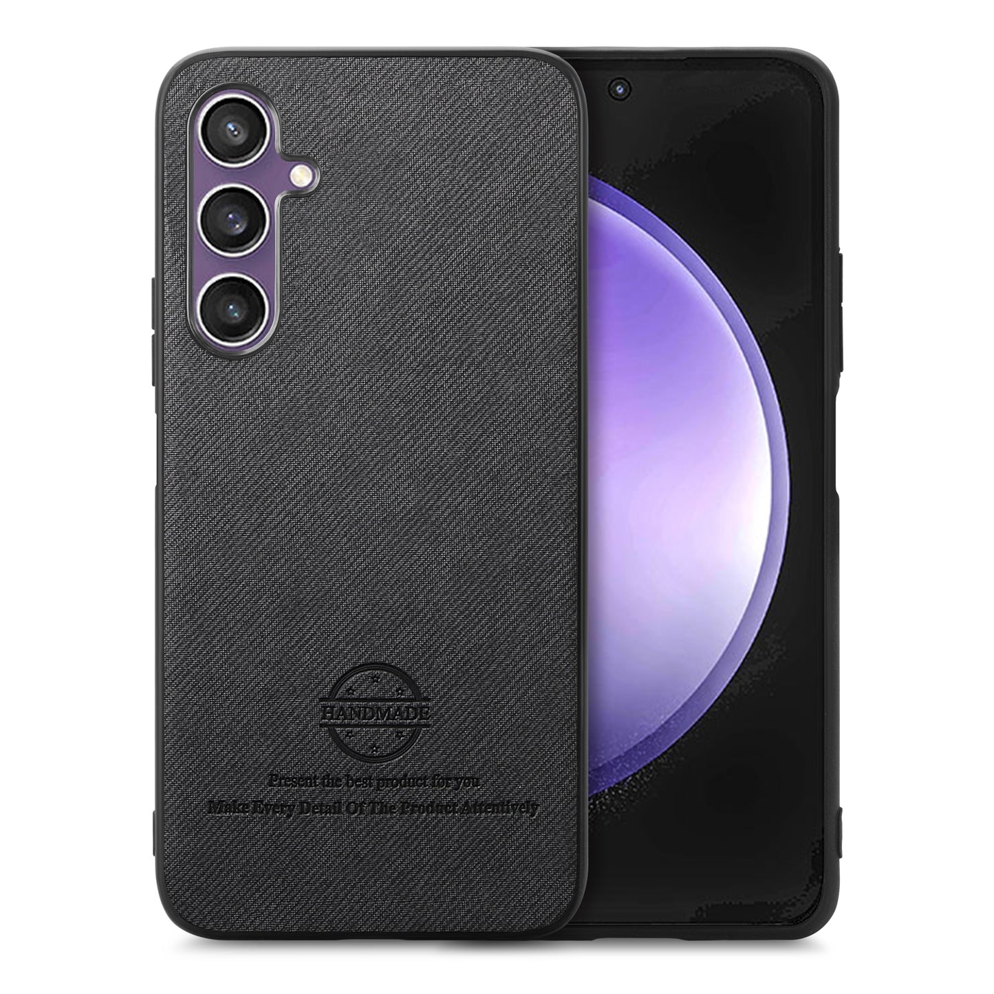 Samsung Galaxy S23 FE 5G Case - Vegan Leather and Twill Fabric Skin with Anti-Scratch and Drop Protection Back Phone Case