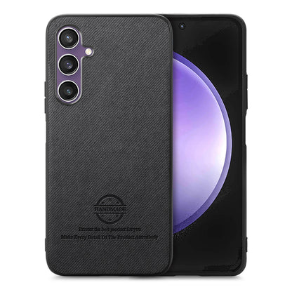 Samsung Galaxy S23 FE 5G Case - Vegan Leather and Twill Fabric Skin with Anti-Scratch and Drop Protection Back Phone Case