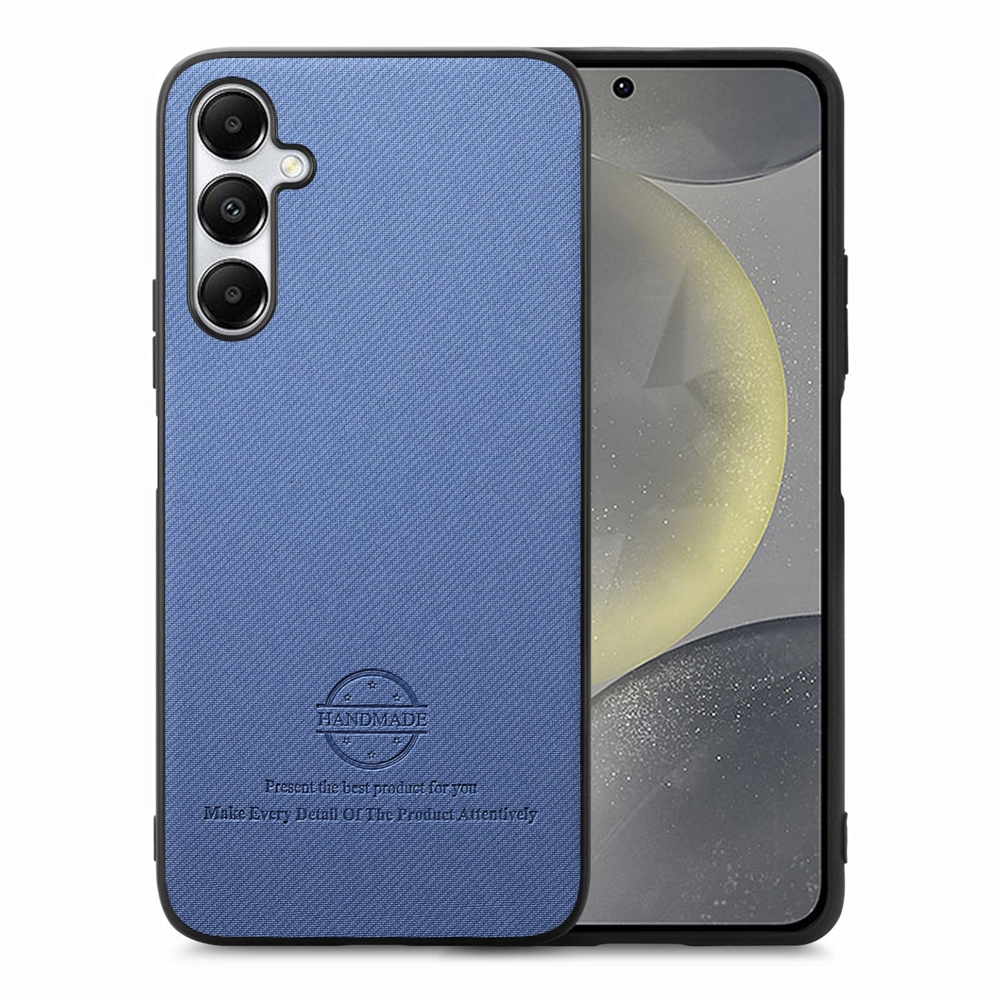 Samsung Galaxy S24 5G Case - Vegan Leather and Twill Fabric Skin with Anti-Scratch and Drop Protection Back Phone Case