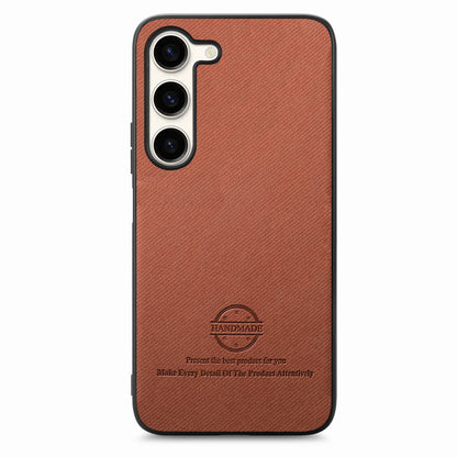 Samsung Galaxy S24 5G Case - Vegan Leather and Twill Fabric Skin with Anti-Scratch and Drop Protection Back Phone Case