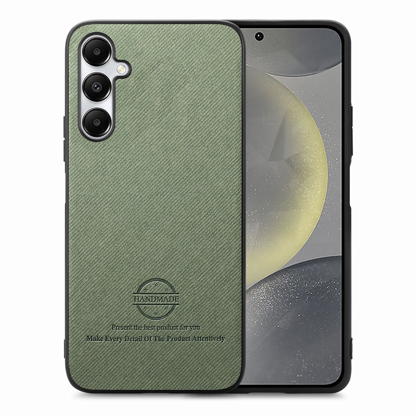 Samsung Galaxy S24 5G Case - Vegan Leather and Twill Fabric Skin with Anti-Scratch and Drop Protection Back Phone Case