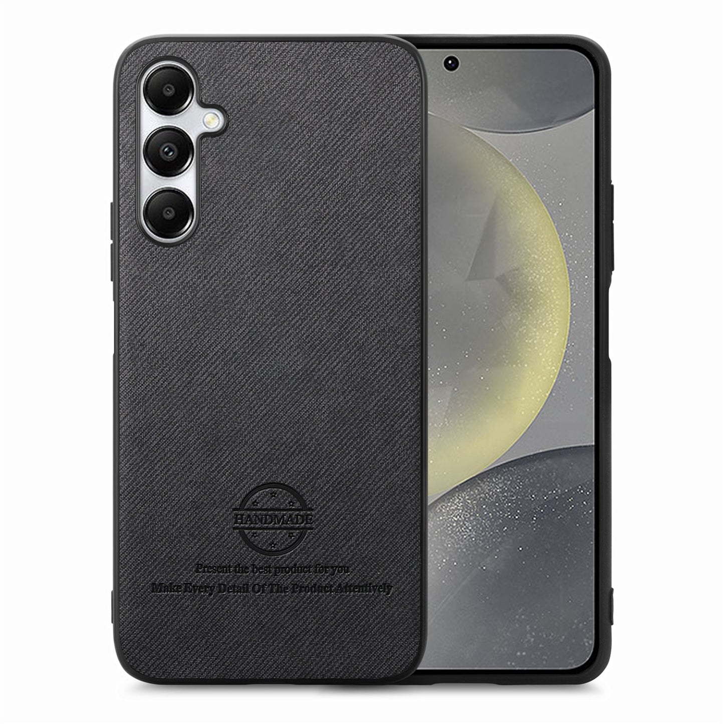 Samsung Galaxy S24 5G Case - Vegan Leather and Twill Fabric Skin with Anti-Scratch and Drop Protection Back Phone Case