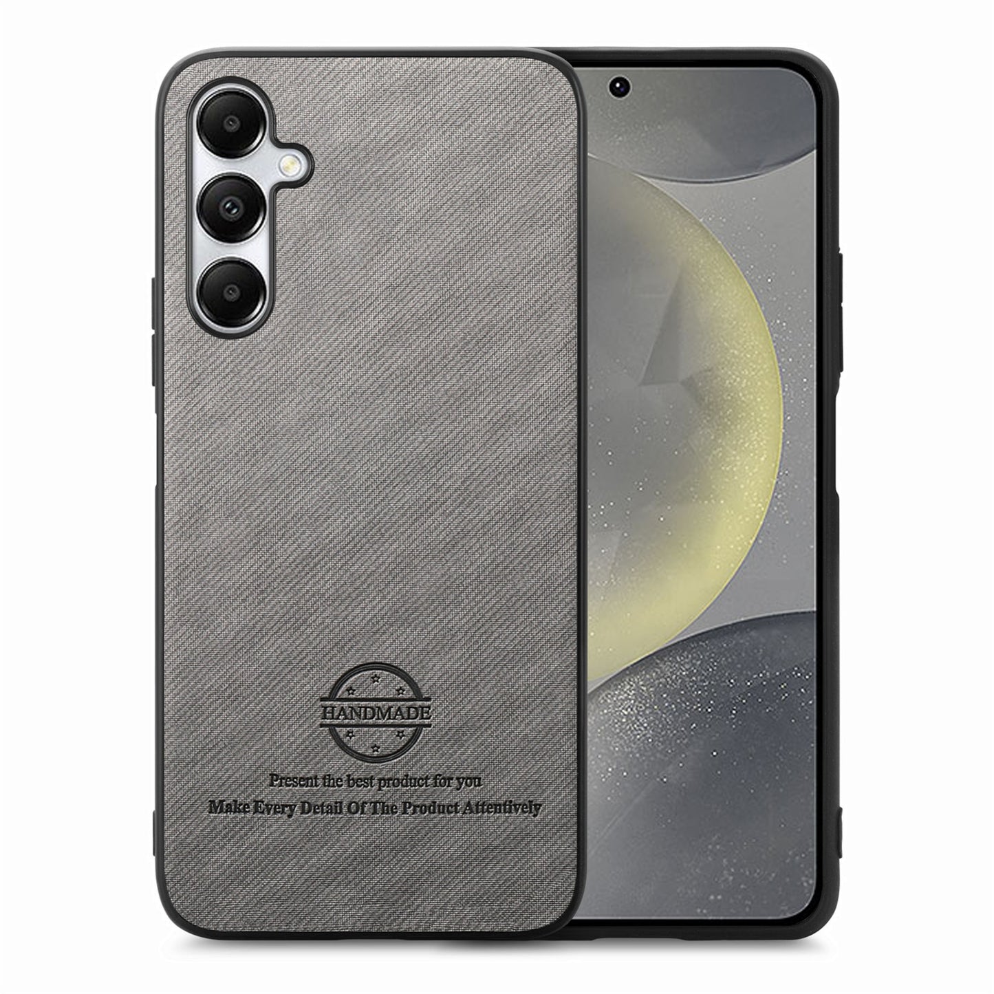 Samsung Galaxy S24+ 5G Case - Vegan Leather and Twill Fabric Skin with Anti-Scratch and Drop Protection Back Phone Case