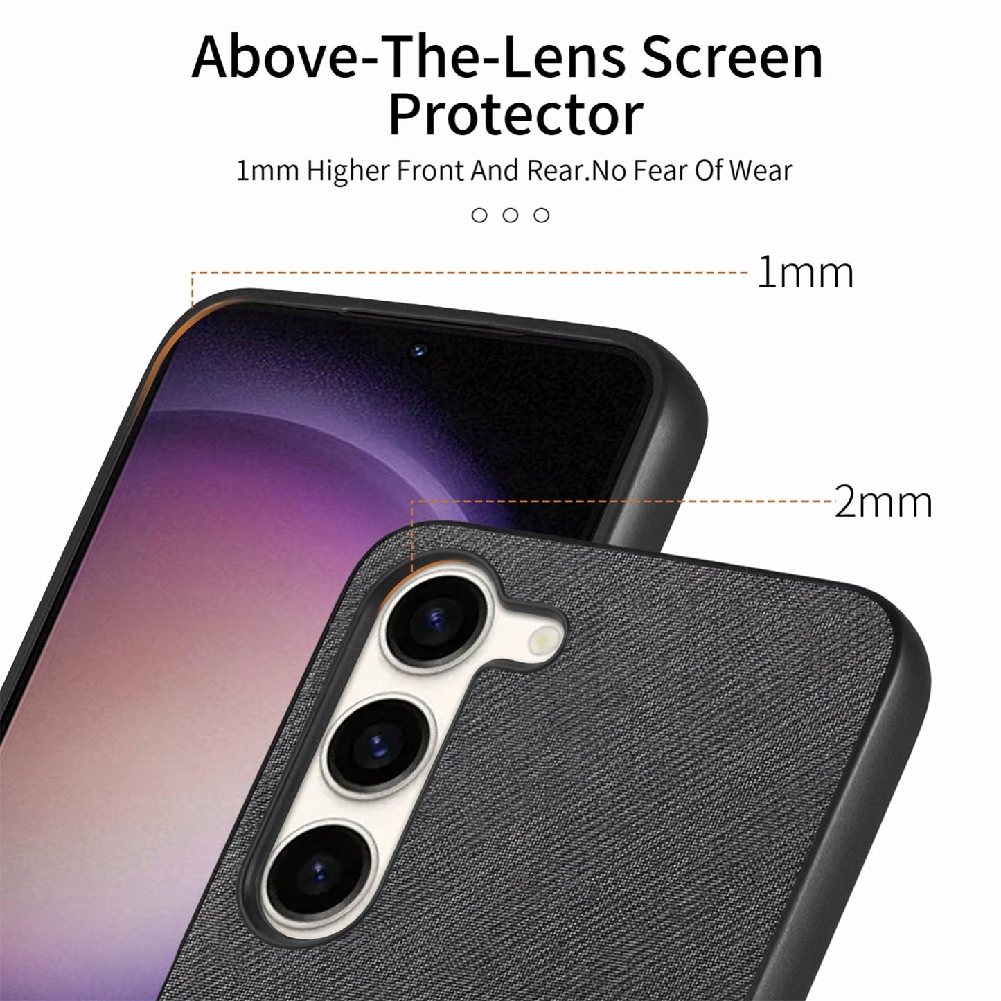 Samsung Galaxy S24+ 5G Case - Vegan Leather and Twill Fabric Skin with Anti-Scratch and Drop Protection Back Phone Case