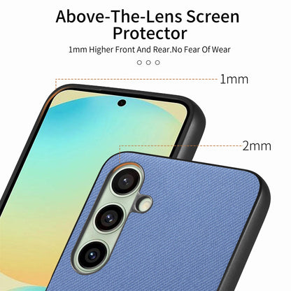 Samsung Galaxy S24 FE 5G Case - Vegan Leather and Twill Fabric Skin with Anti-Scratch and Drop Protection Back Phone Case