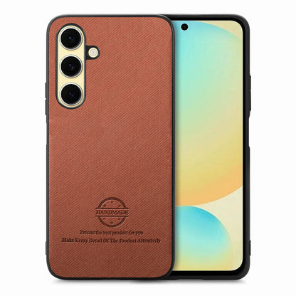 Samsung Galaxy S24 FE 5G Case - Vegan Leather and Twill Fabric Skin with Anti-Scratch and Drop Protection Back Phone Case