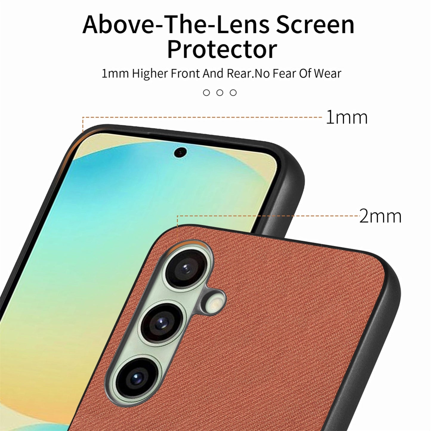 Samsung Galaxy S24 FE 5G Case - Vegan Leather and Twill Fabric Skin with Anti-Scratch and Drop Protection Back Phone Case