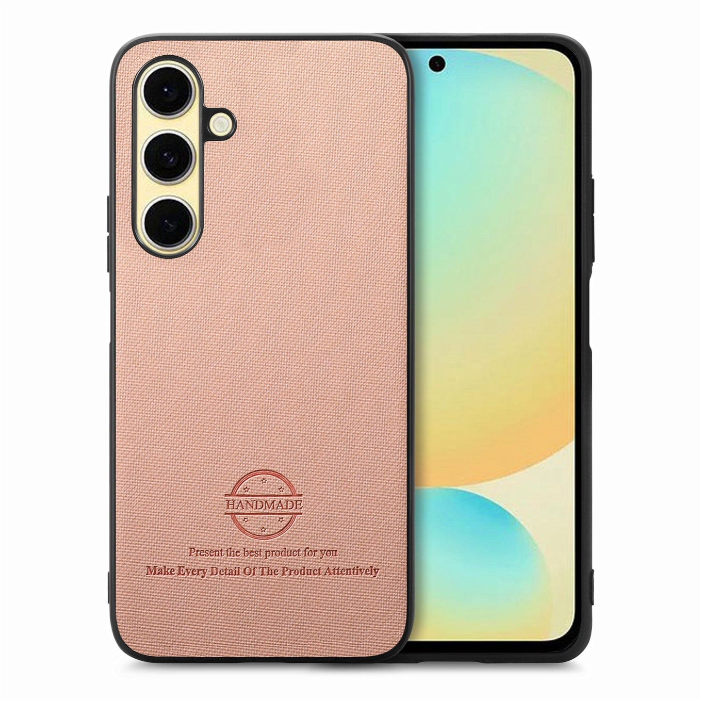 Samsung Galaxy S24 FE 5G Case - Vegan Leather and Twill Fabric Skin with Anti-Scratch and Drop Protection Back Phone Case