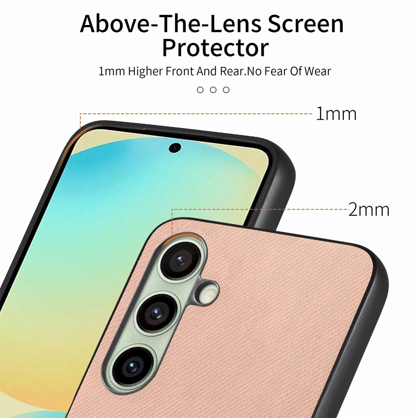 Samsung Galaxy S24 FE 5G Case - Vegan Leather and Twill Fabric Skin with Anti-Scratch and Drop Protection Back Phone Case