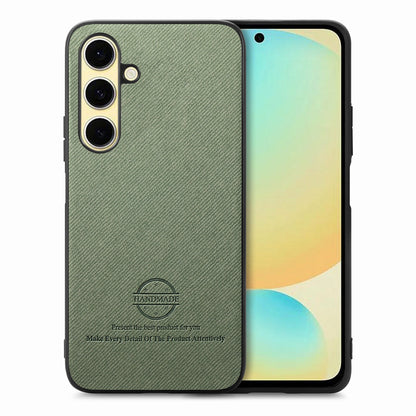 Samsung Galaxy S24 FE 5G Case - Vegan Leather and Twill Fabric Skin with Anti-Scratch and Drop Protection Back Phone Case