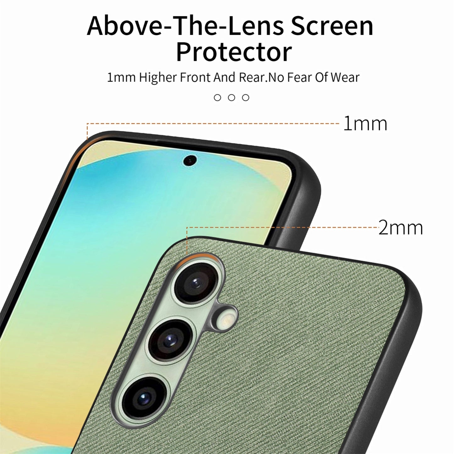 Samsung Galaxy S24 FE 5G Case - Vegan Leather and Twill Fabric Skin with Anti-Scratch and Drop Protection Back Phone Case