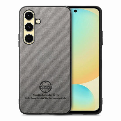 Samsung Galaxy S24 FE 5G Case - Vegan Leather and Twill Fabric Skin with Anti-Scratch and Drop Protection Back Phone Case