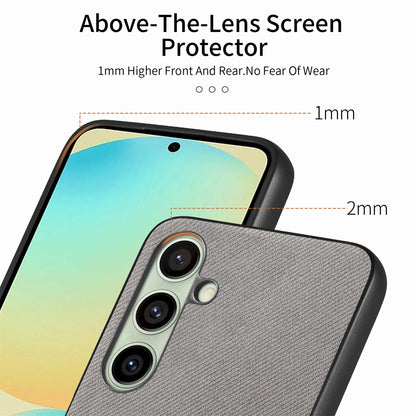 Samsung Galaxy S24 FE 5G Case - Vegan Leather and Twill Fabric Skin with Anti-Scratch and Drop Protection Back Phone Case