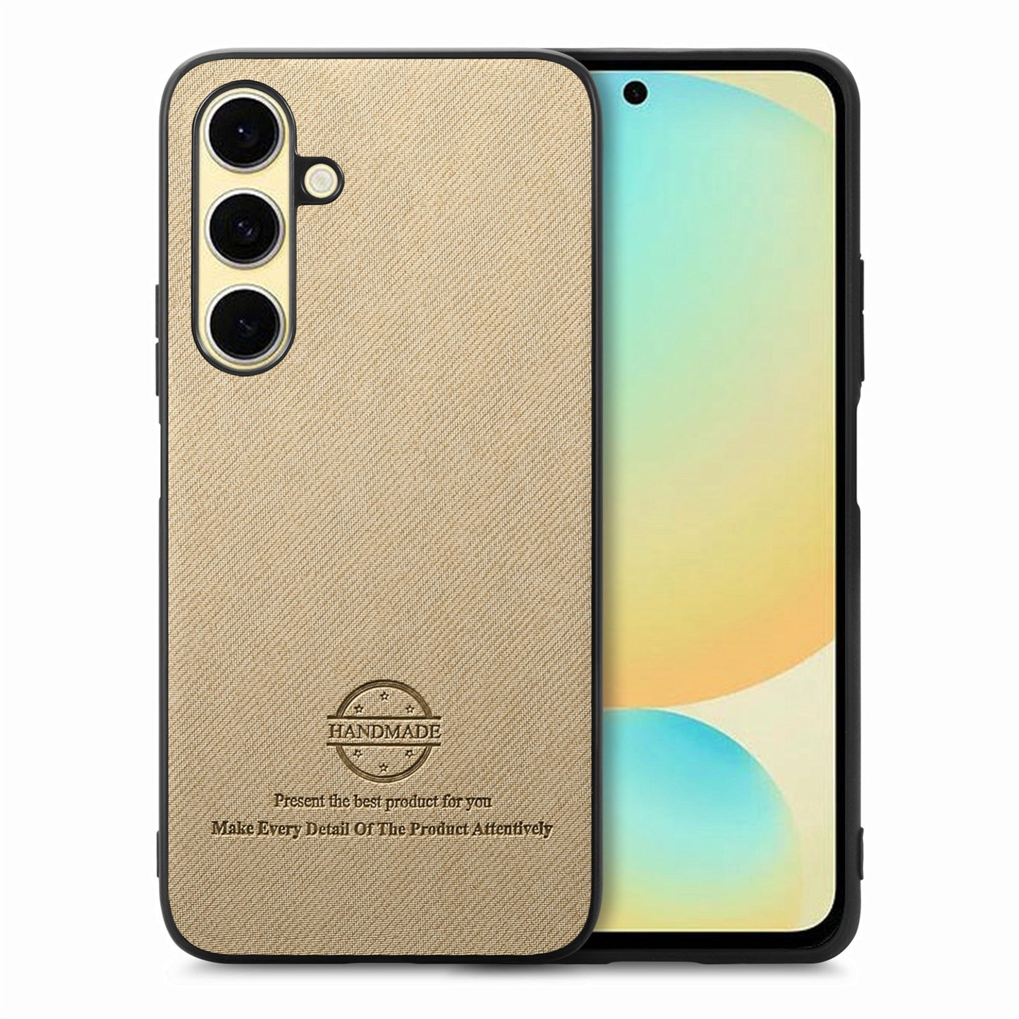 Samsung Galaxy S24 FE 5G Case - Vegan Leather and Twill Fabric Skin with Anti-Scratch and Drop Protection Back Phone Case