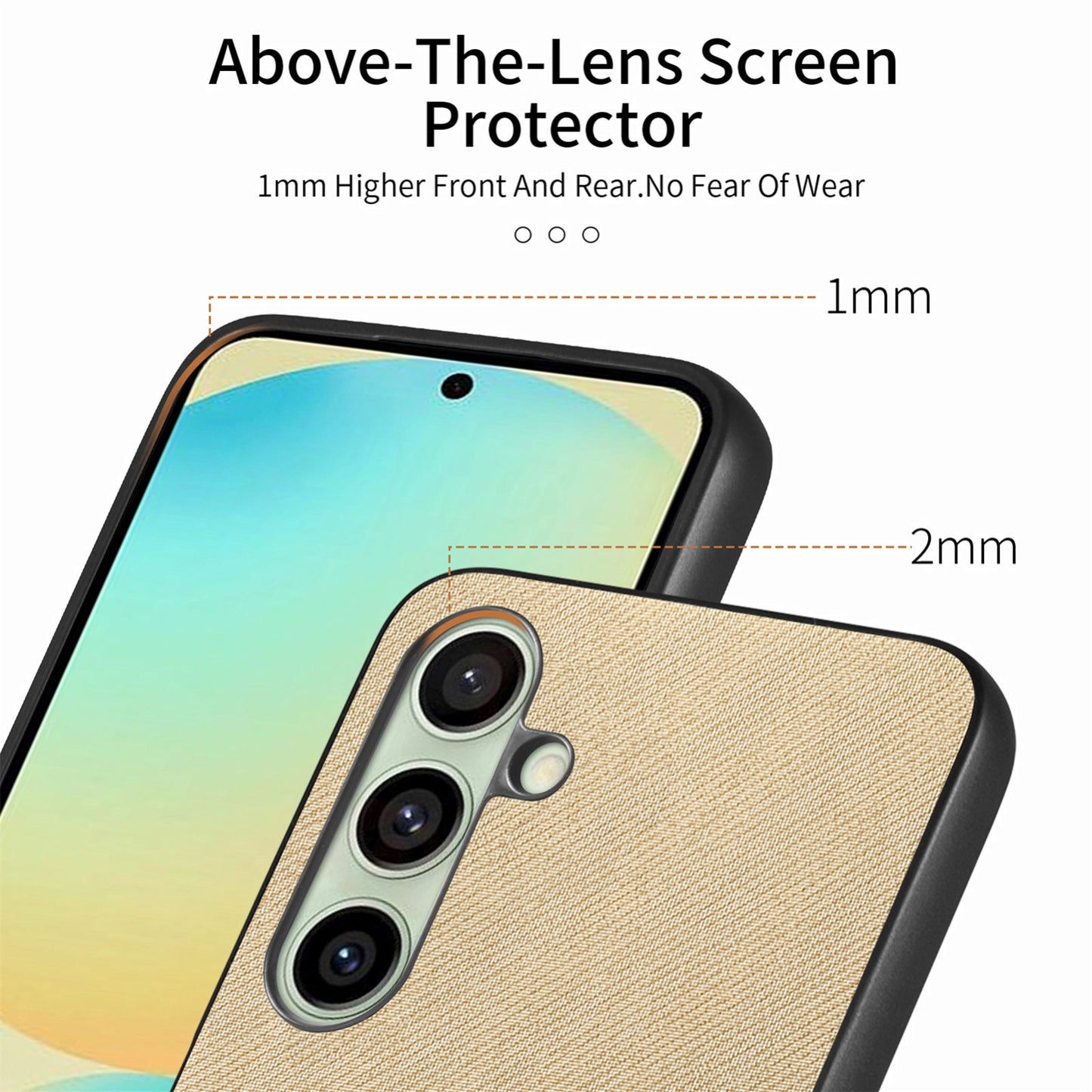 Samsung Galaxy S24 FE 5G Case - Vegan Leather and Twill Fabric Skin with Anti-Scratch and Drop Protection Back Phone Case