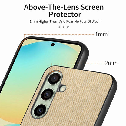 Samsung Galaxy S24 FE 5G Case - Vegan Leather and Twill Fabric Skin with Anti-Scratch and Drop Protection Back Phone Case