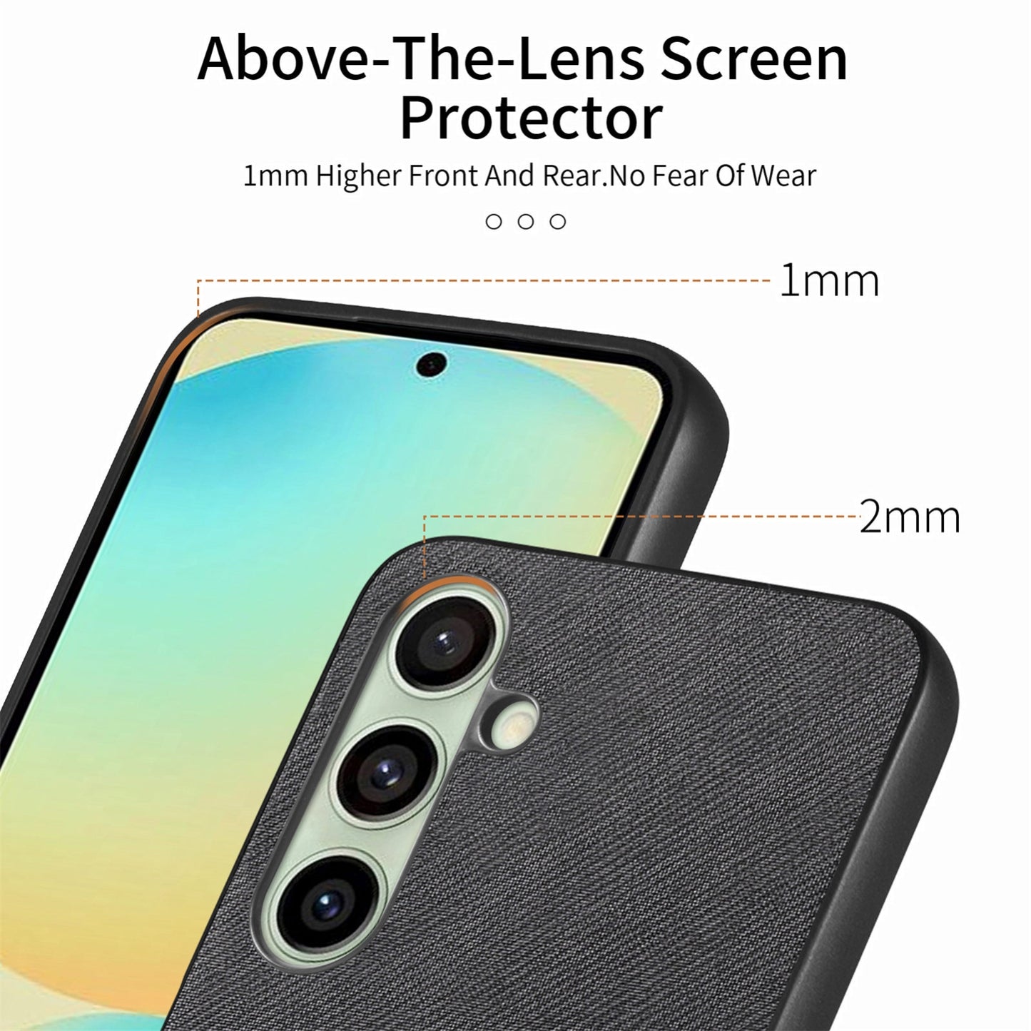 Samsung Galaxy S24 FE 5G Case - Vegan Leather and Twill Fabric Skin with Anti-Scratch and Drop Protection Back Phone Case