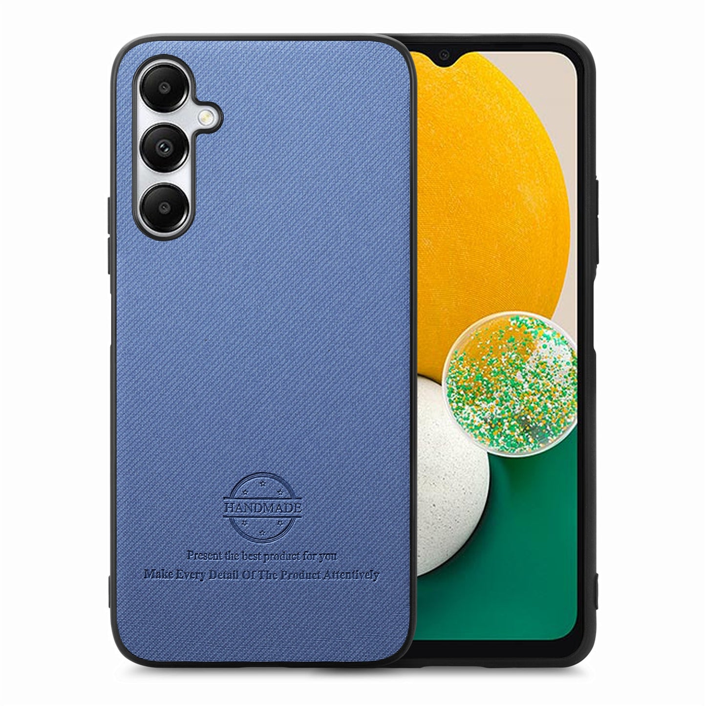 Samsung Galaxy A04s Case - Vegan Leather and Twill Fabric Skin with Anti-Scratch and Drop Protection Back Phone Case