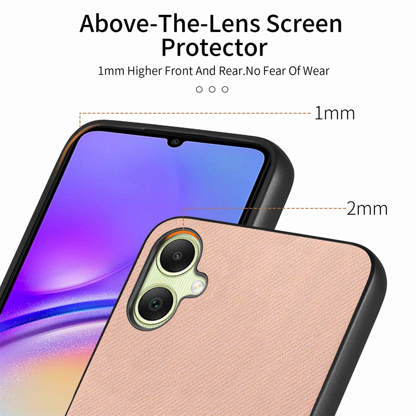 Samsung Galaxy A04 4G Case - Vegan Leather and Twill Fabric Skin with Anti-Scratch and Drop Protection Back Phone Case