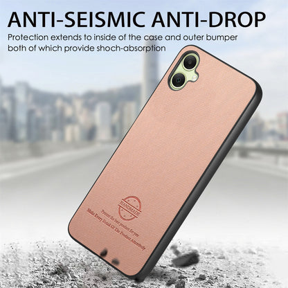 Samsung Galaxy A04 4G Case - Vegan Leather and Twill Fabric Skin with Anti-Scratch and Drop Protection Back Phone Case