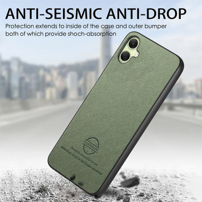 Samsung Galaxy A04 4G Case - Vegan Leather and Twill Fabric Skin with Anti-Scratch and Drop Protection Back Phone Case