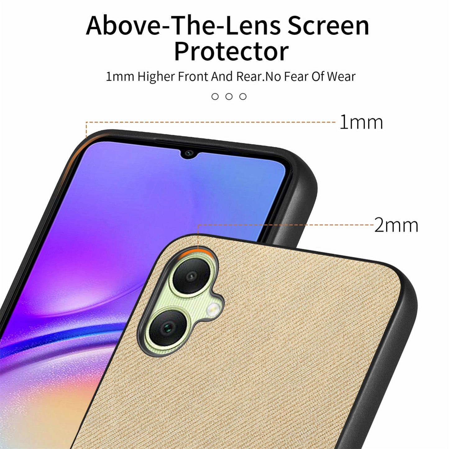 Samsung Galaxy A04 4G Case - Vegan Leather and Twill Fabric Skin with Anti-Scratch and Drop Protection Back Phone Case