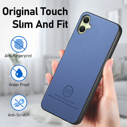 Samsung Galaxy A04e Case - Vegan Leather and Twill Fabric Skin with Anti-Scratch and Drop Protection Back Phone Case
