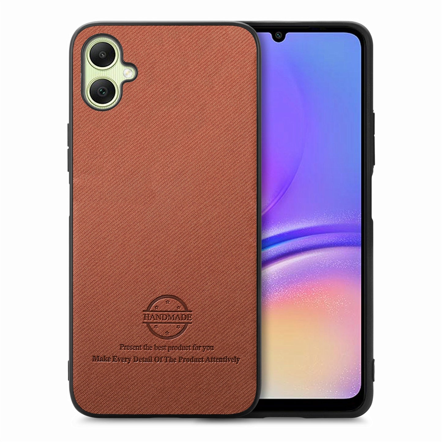 Samsung Galaxy M04 Case - Vegan Leather and Twill Fabric Skin with Anti-Scratch and Drop Protection Back Phone Case