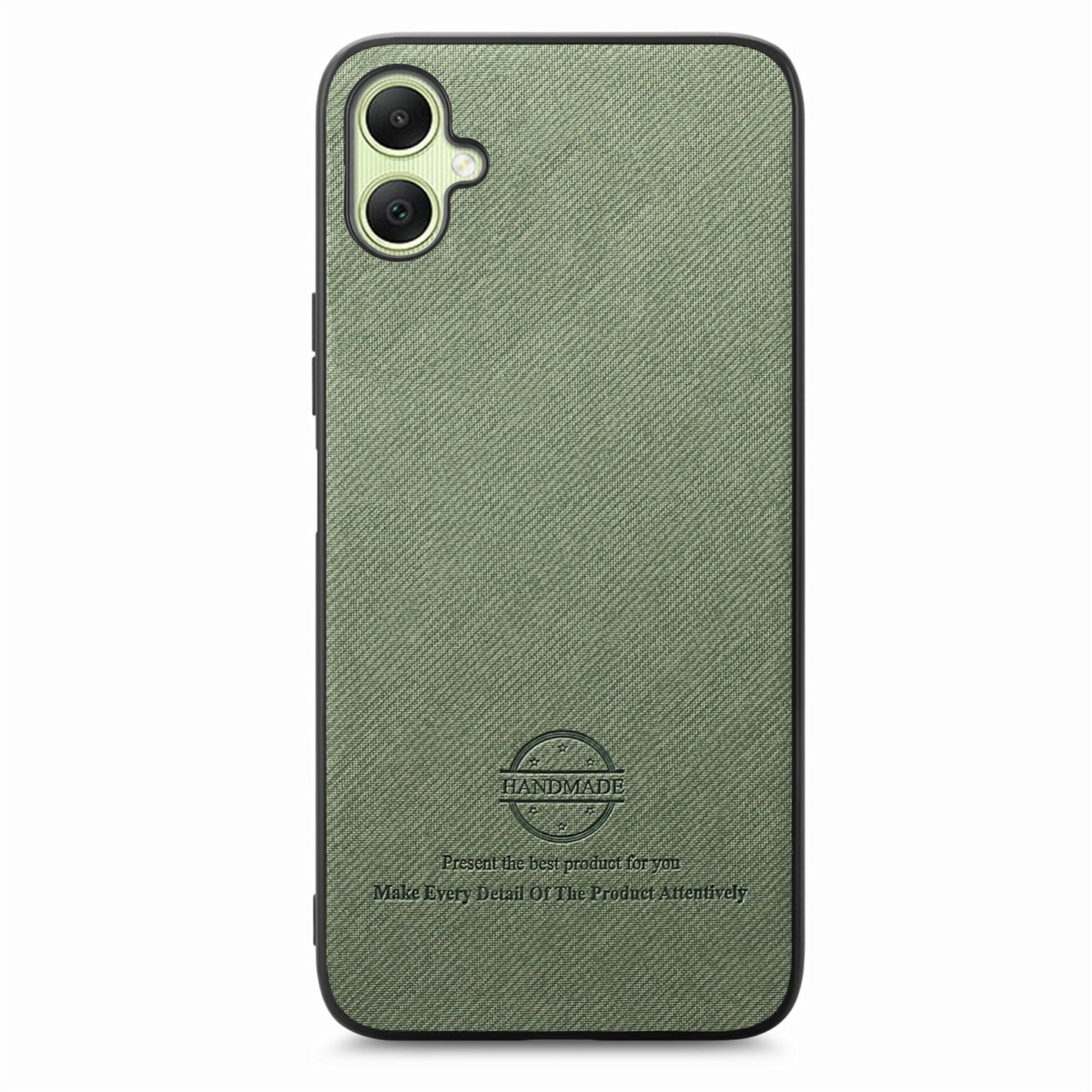 Samsung Galaxy M04 Case - Vegan Leather and Twill Fabric Skin with Anti-Scratch and Drop Protection Back Phone Case