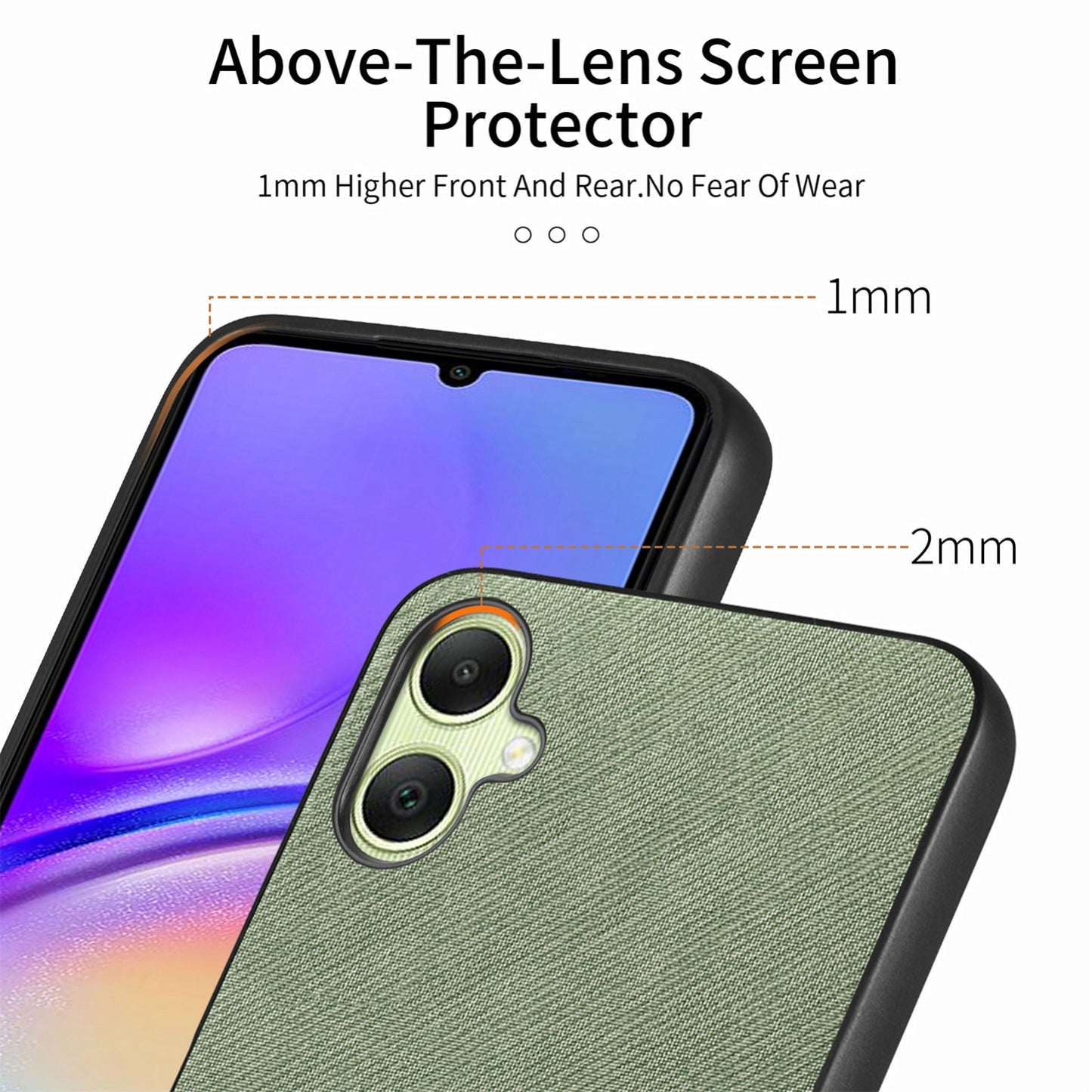 Samsung Galaxy A04e Case - Vegan Leather and Twill Fabric Skin with Anti-Scratch and Drop Protection Back Phone Case