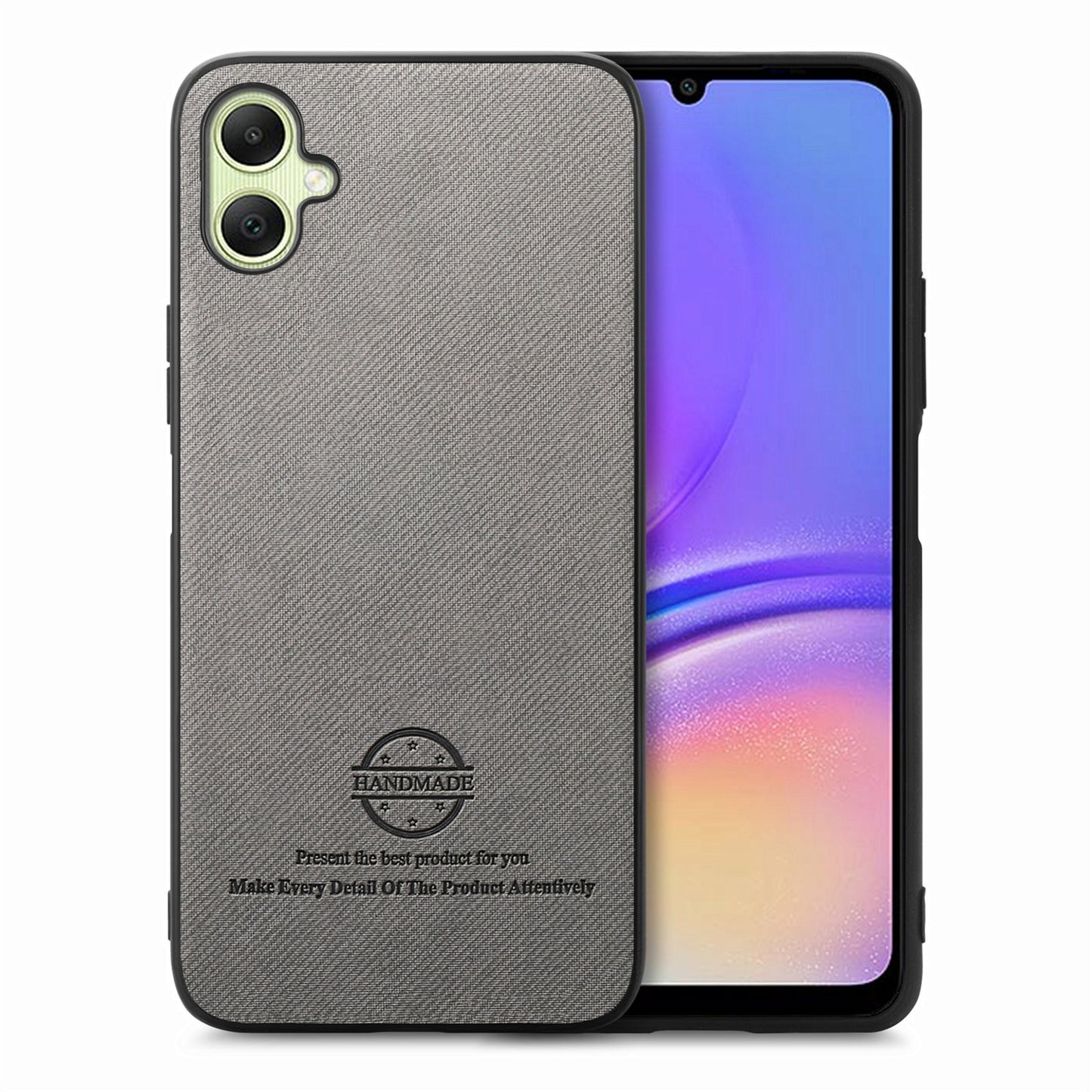 Samsung Galaxy A04e Case - Vegan Leather and Twill Fabric Skin with Anti-Scratch and Drop Protection Back Phone Case