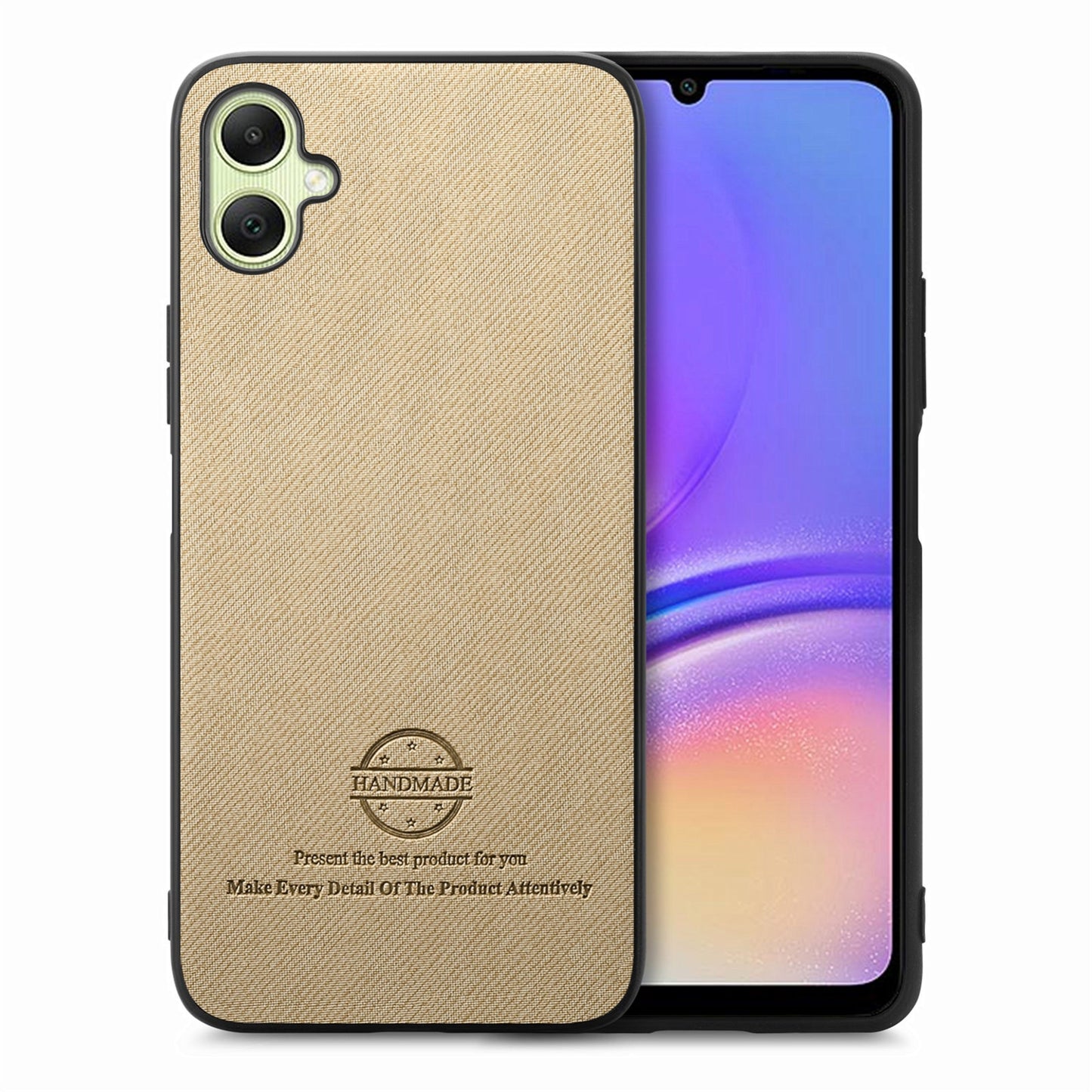 Samsung Galaxy A04e Case - Vegan Leather and Twill Fabric Skin with Anti-Scratch and Drop Protection Back Phone Case